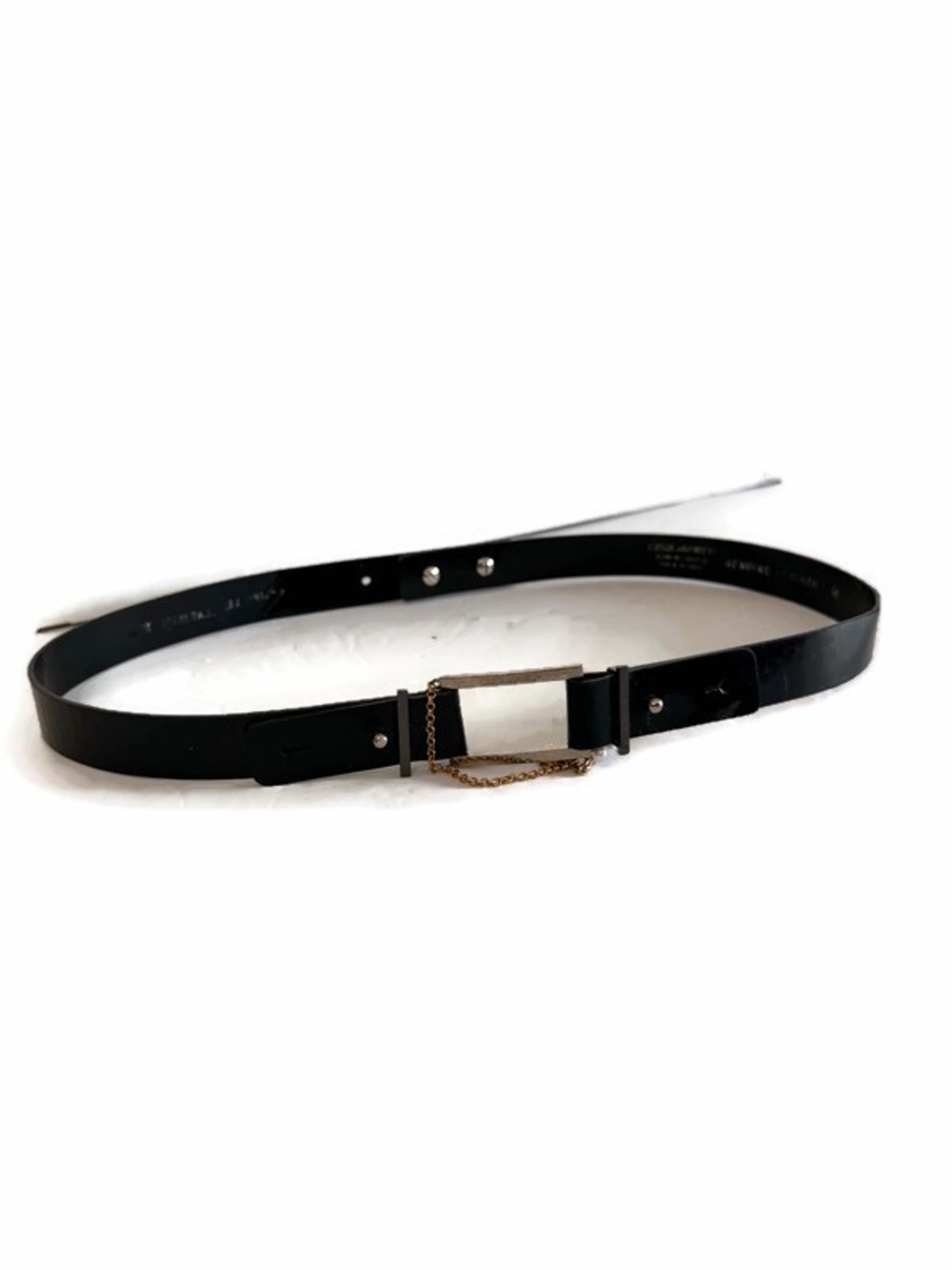 DSQUARED2 Black Leather Chain Accent Belt